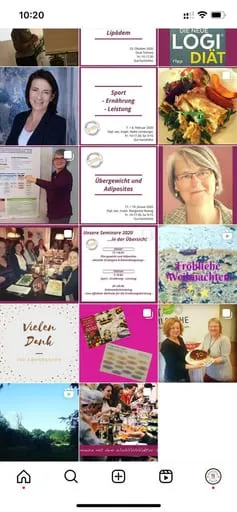 Instagram-Feed @weiterbildungernaehrung vor der Zusammenarbeit